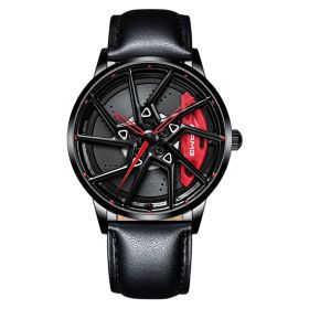 Hub Stereo Caliper Skeleton Dial Watch (Option: All black and red hands-Belt)