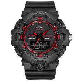 Sports Dual Display Men's Calendar Watch (Option: Black red)