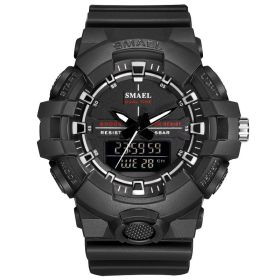 Sports Dual Display Men's Calendar Watch (Option: Black white)