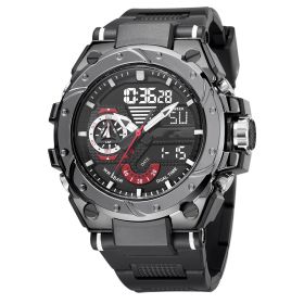 Men's Multi-functional Dual Display Outdoor Waterproof Electronic Watch (Color: Black)